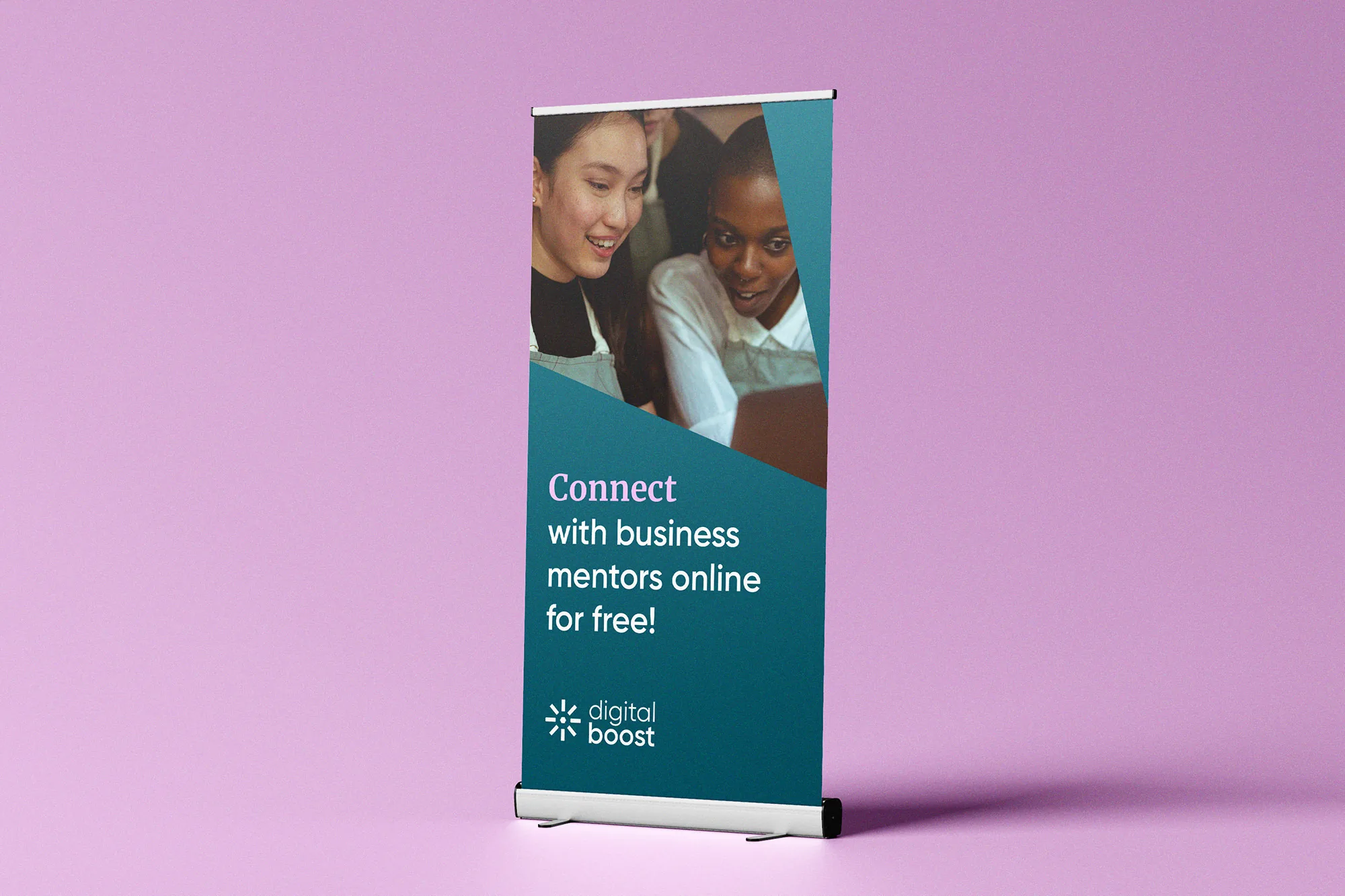 Digital Boost — the brand on a roll-up banner