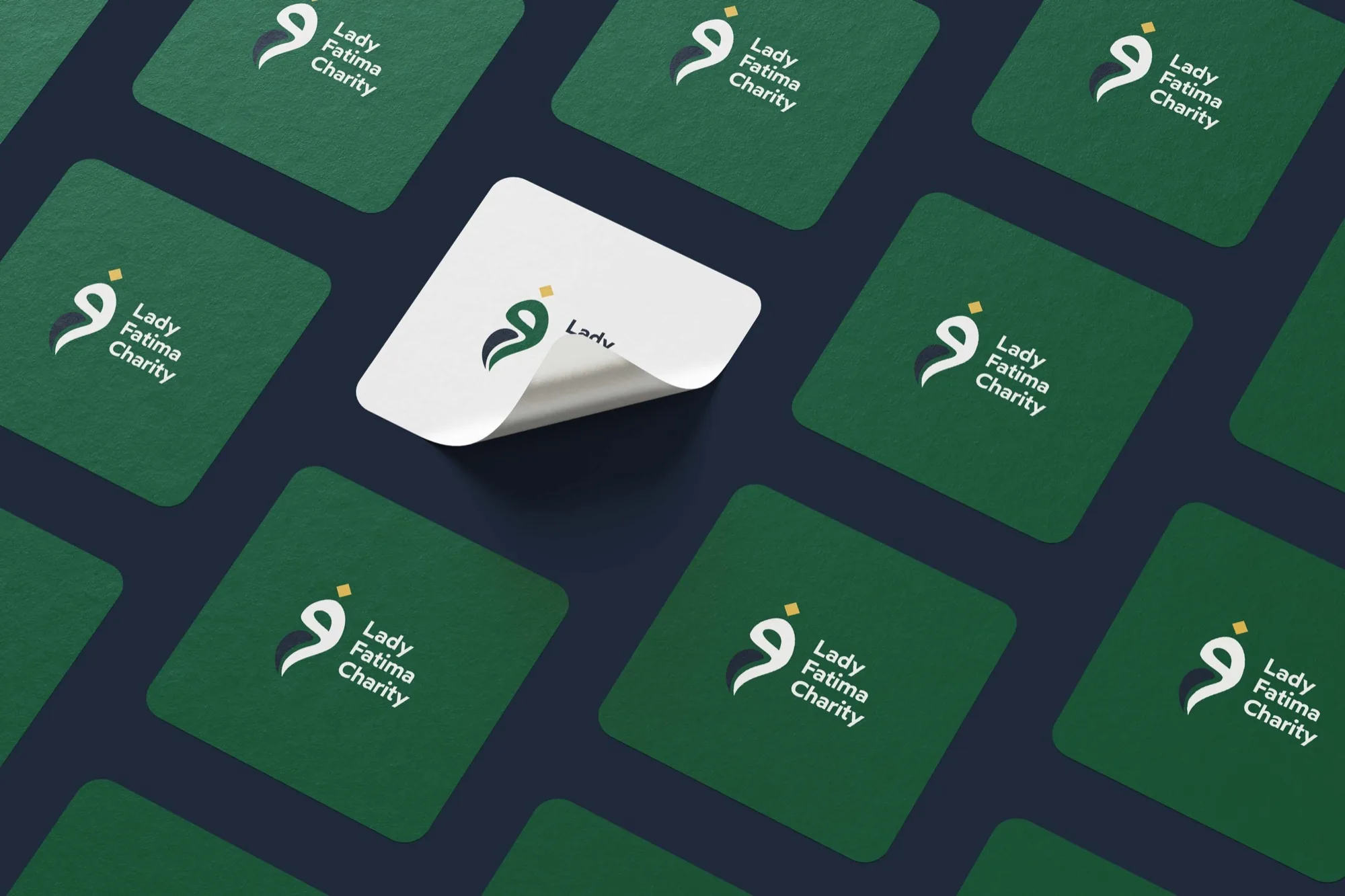 Lady Fatima Charity — a sheet of branded stickers