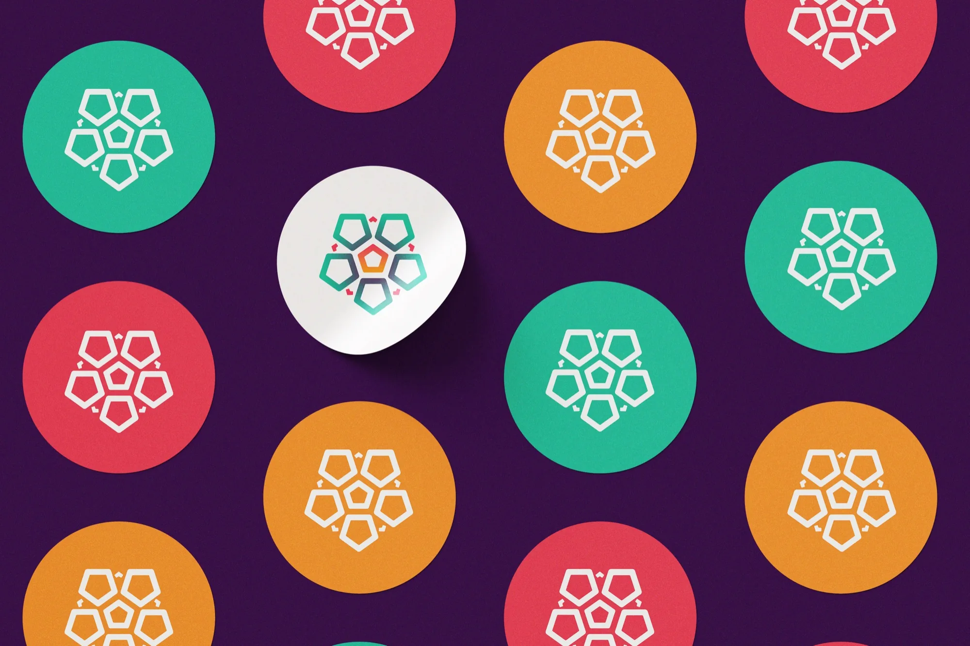 Muslim Family Hub — a sheet of branded stickers