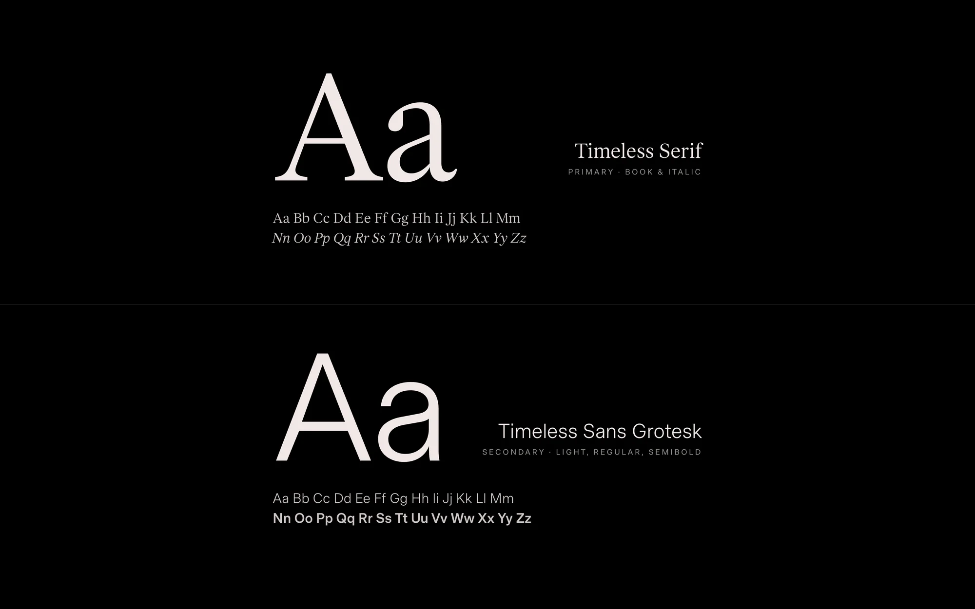 Taher Adel — typefaces, Timeless Serif and Timeless Sans Grotesk